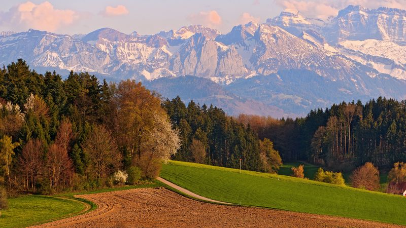 switzerland, mountains, landscape, sky, autumn, 4k