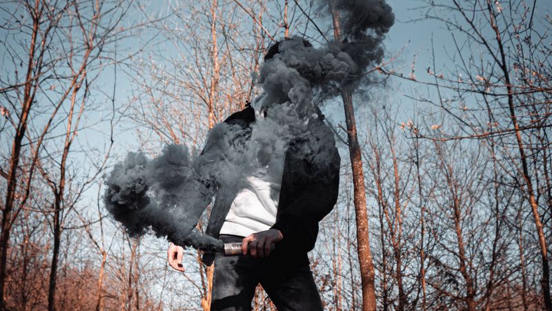 colored smoke, sneakers, man, 4k