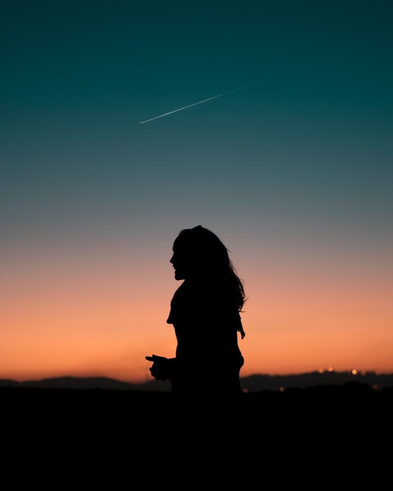 woman female silhouette and sunset hd, 4k