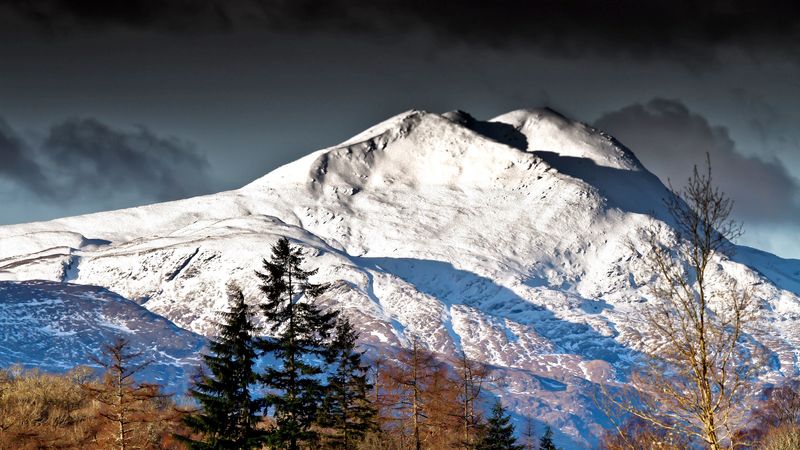 mountain, peaks, slopes, snow, winter, 4k