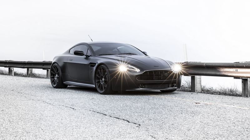 aston martin, vantage, black, bump, 4k