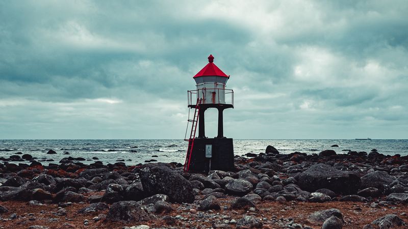 lighthouse, coast, blocks, 4k