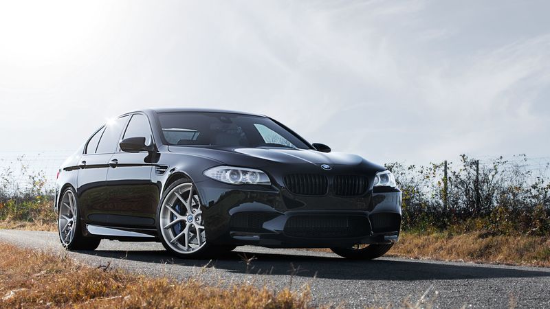 f10, m5, black, bmw, front view, 4k