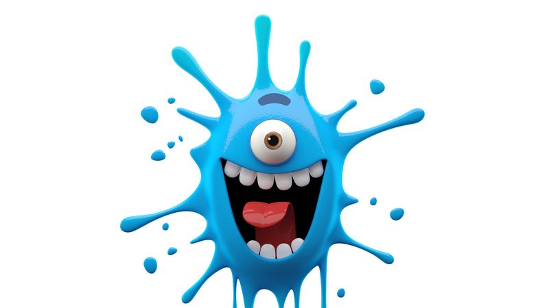 monster, smile, blot, blue, 4k