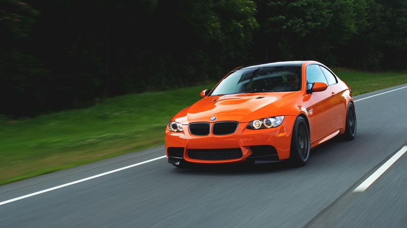 orange, e92, speed, bmw, m3, 4k