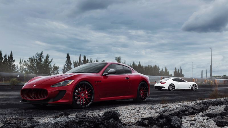 maserati, granturismo, mc, red, side view, 4k