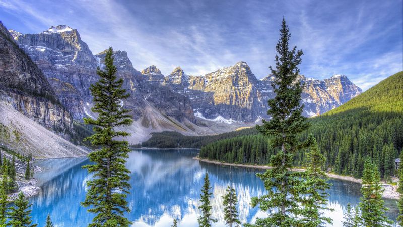 moraine lake, alberta, canada, hdr, 4k