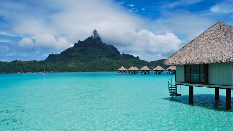 tropical, bungalows, sea, beautiful, summer, 4k