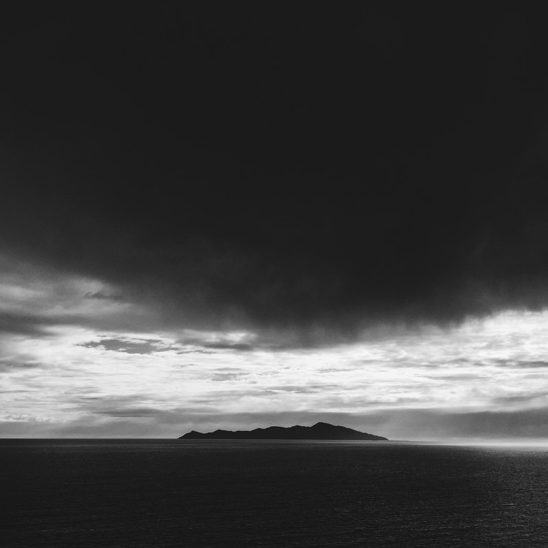 cloud island storm and black and white 4k