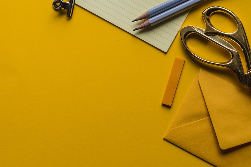scissors envelope paper and pencil 4k