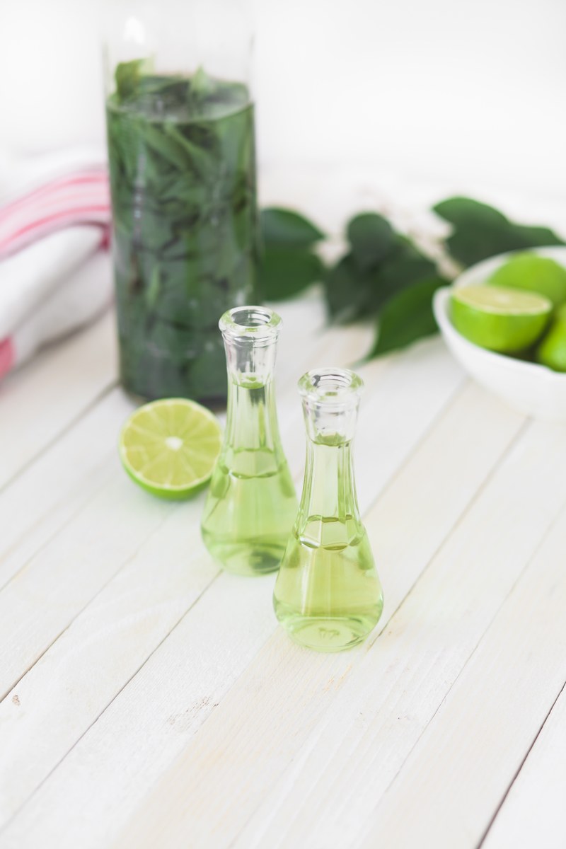 herbal brandy with healty leafs and lime 4k