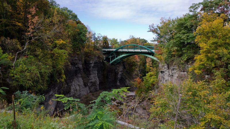 rocks, bridge, trees, landscape, 4k