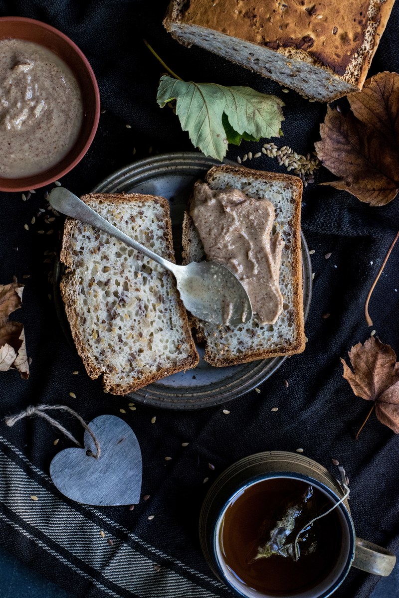 homemade bread with peanut butter 4k