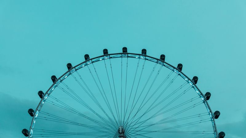 ferris wheel, sky, blue, 4k