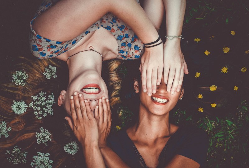 covering eyes women friend and portrait 4k