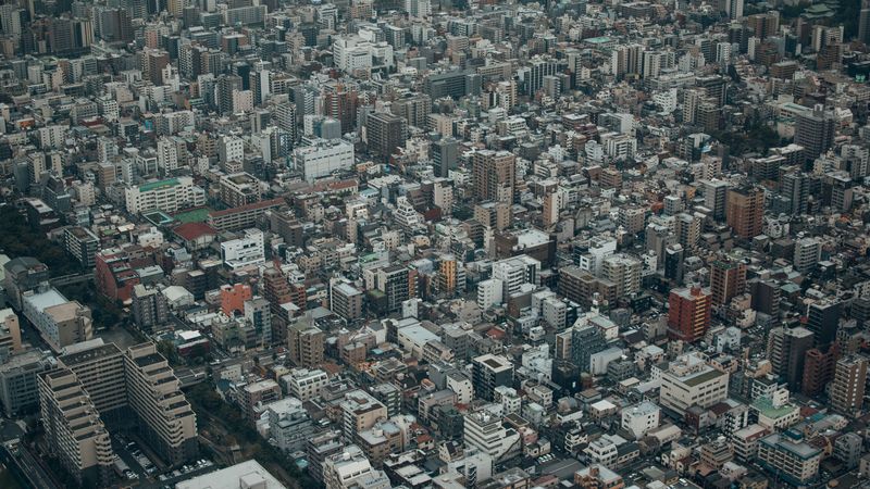 city, buildings, aerial view, metropolis, 4k