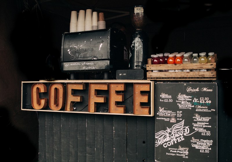 coffee shop menu sign and coffee 4k