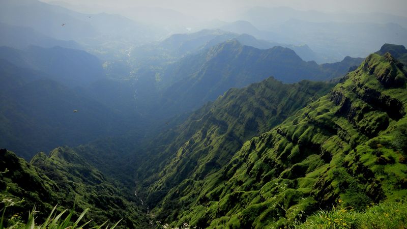mountains, fog, landscape, 4k