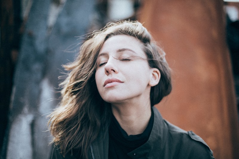 face woman lip and daydreaming 4k