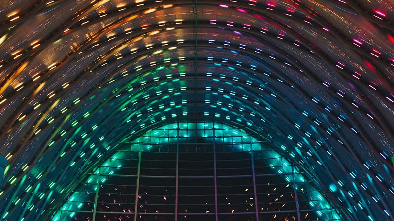 building, arch, backlight, colorful, 4k