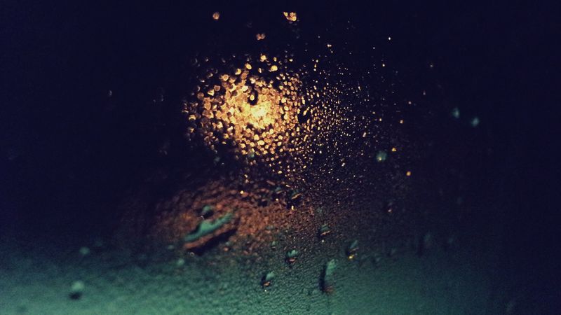 glass, drops, light, night, 4k