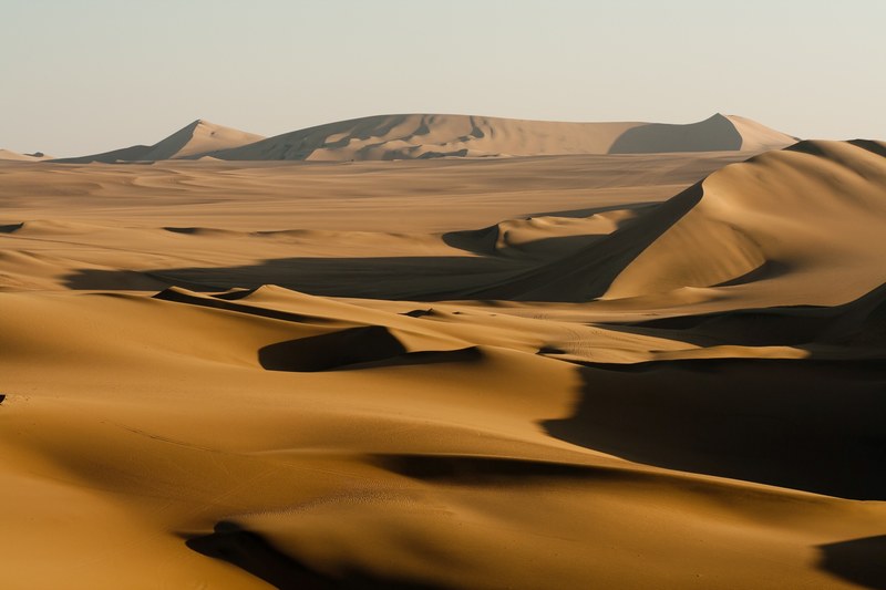 shadows on rolling sand dunes in the desert of huacachina, sand dunes huacachina peru may 2012 4k