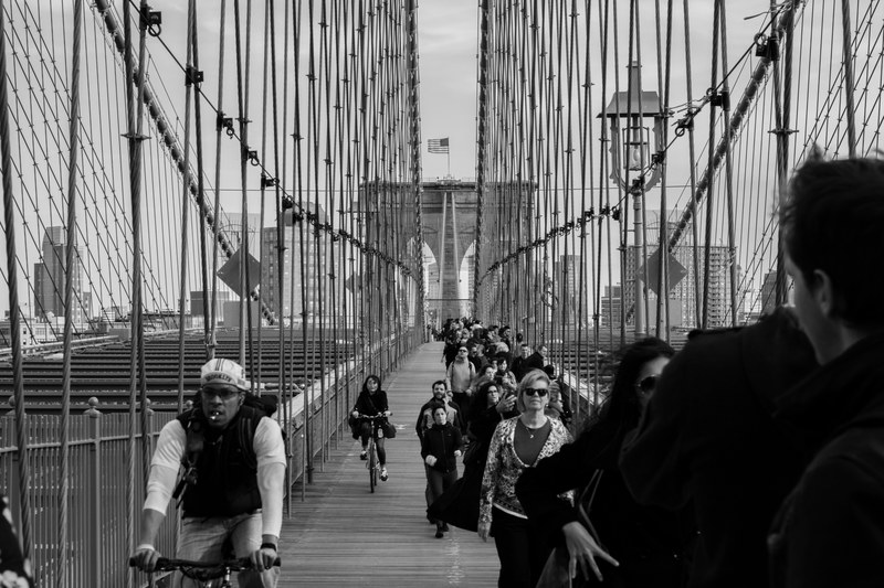 bridge person cycling and structure 4k