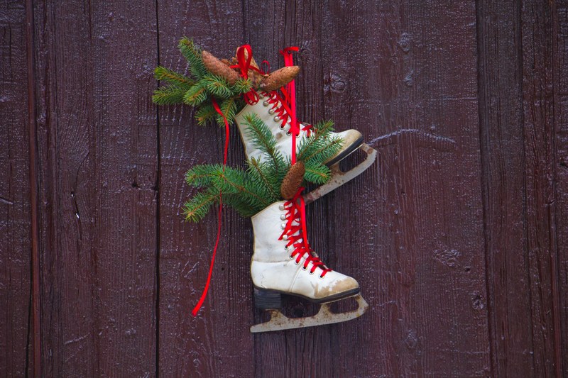 boots skates ice skates and foliage 4k