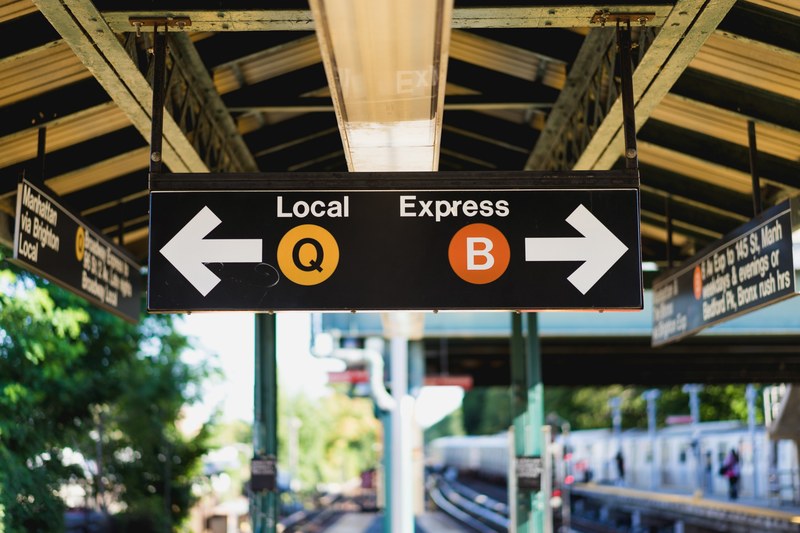 train station signs tell commuters which way to go, transportation information 4k
