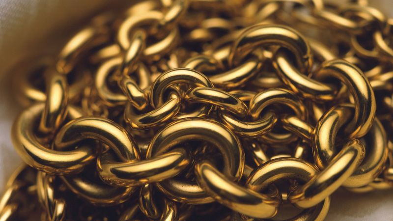 chain, gold, close-up, 4k