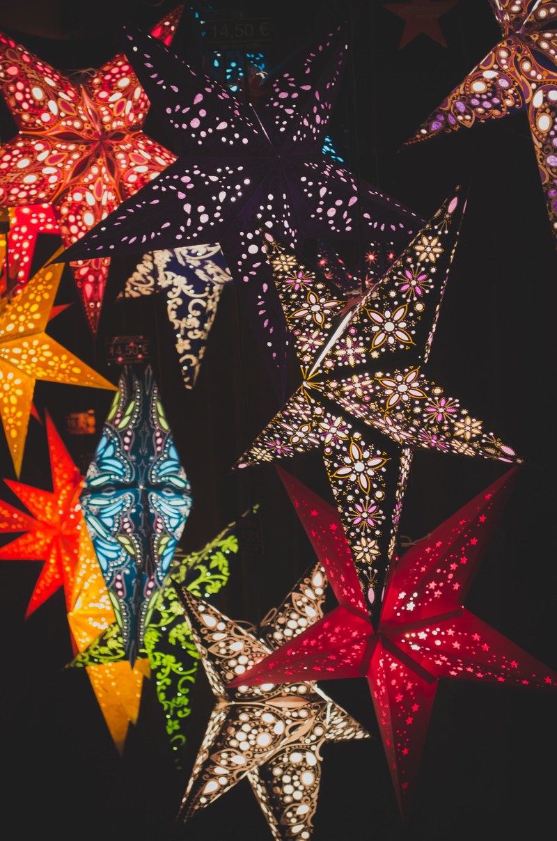 colorful star shaped lights, _star shaped lights 4k
