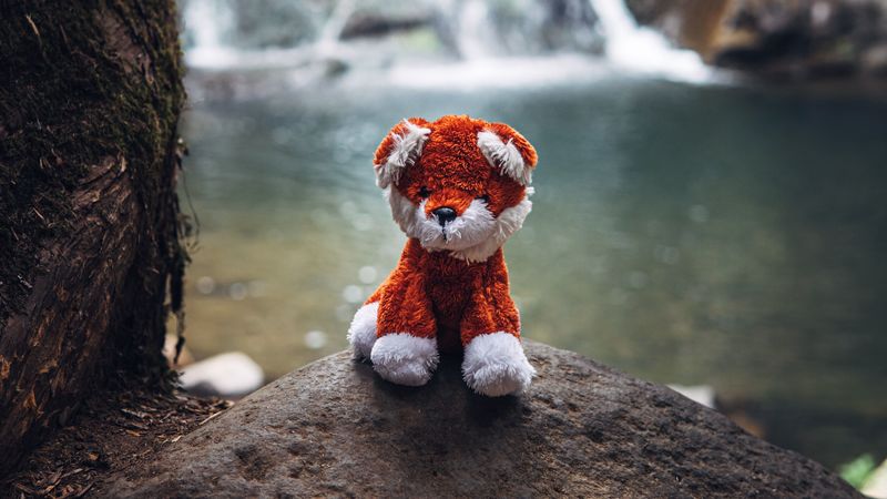 toy, stone, waterfall, 4k