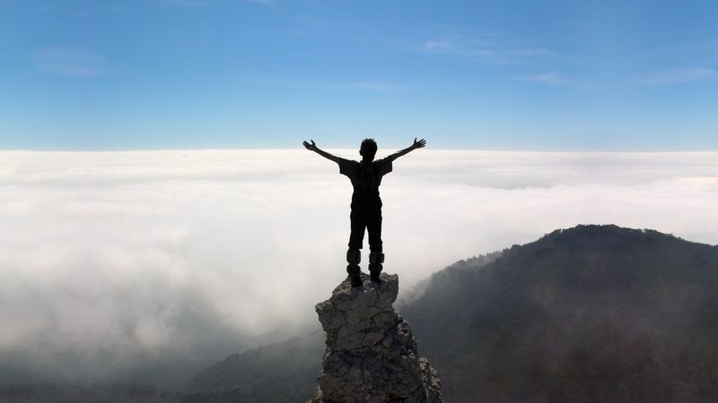 silhouette, people, rocks, sky, top, 4k