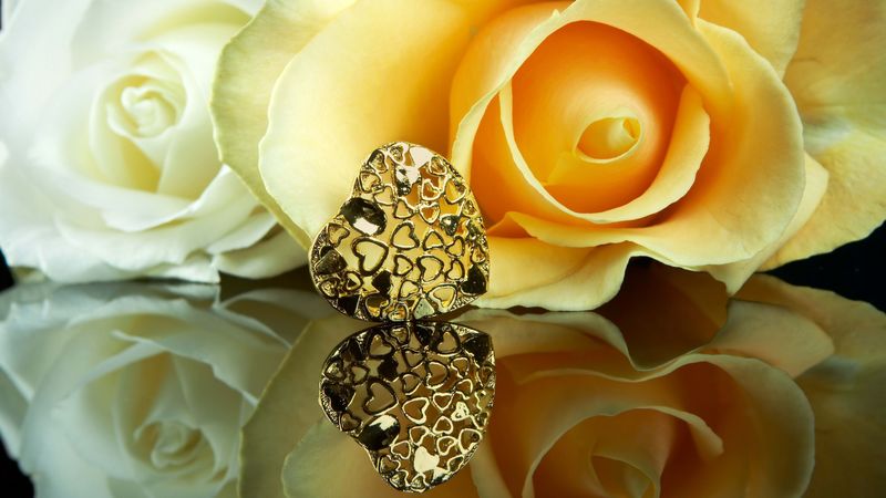 heart, rose, reflection, 4k
