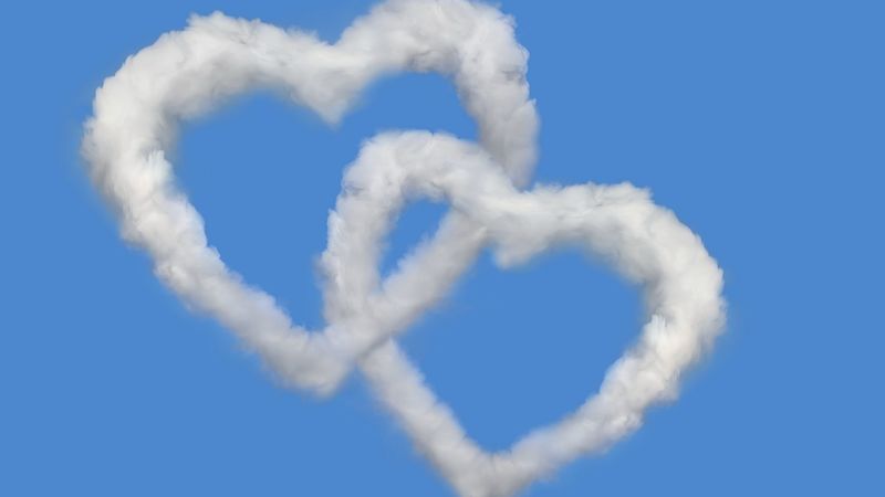 heart, love, clouds, sky, 4k