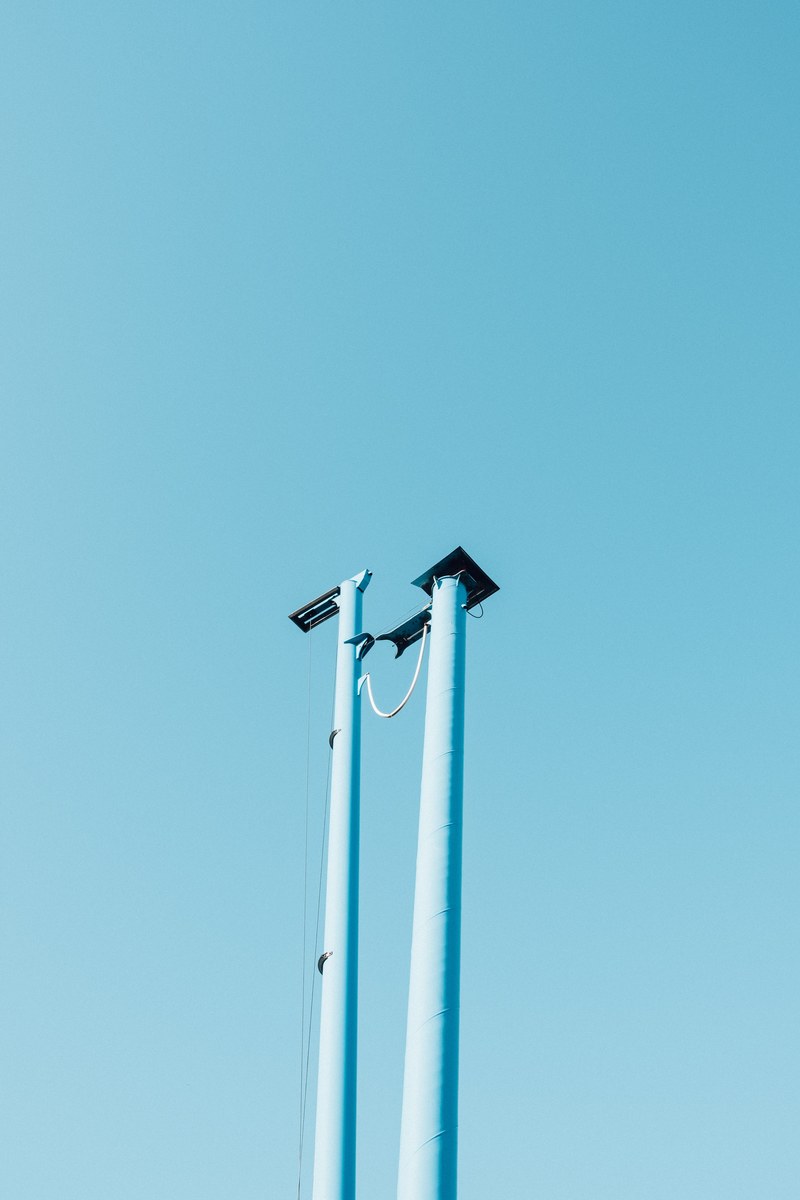two tall metal poles in the sky, _two metal poles 4k