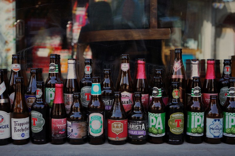 bottles beer empty and glass 4k
