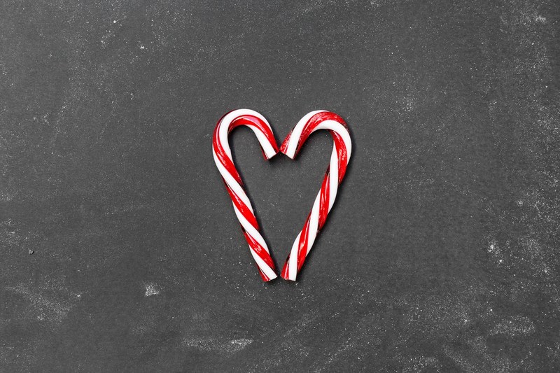 heart candy cane candy and christmas 4k