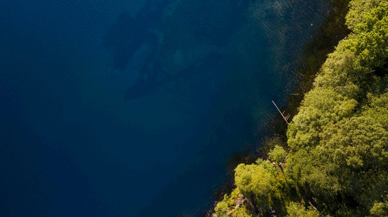lake aerial coastline and shoreline 4k