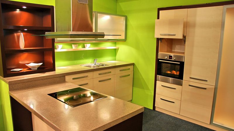 kitchen, interior, eg, furniture, stove, 4k