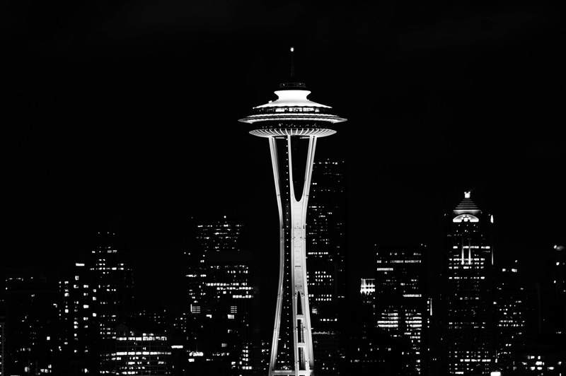 seattle space needle at night 4k