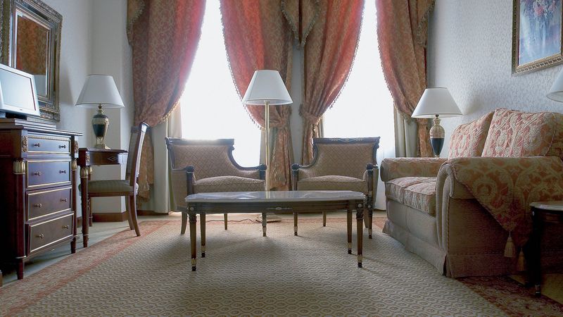 hall, apartment, interior design, furniture, curtains, 4k
