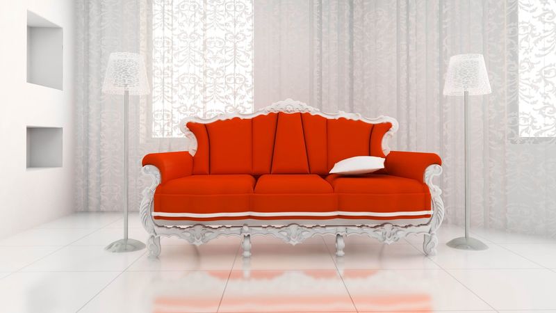 sofa, bathroom, lamps, curtains, 4k