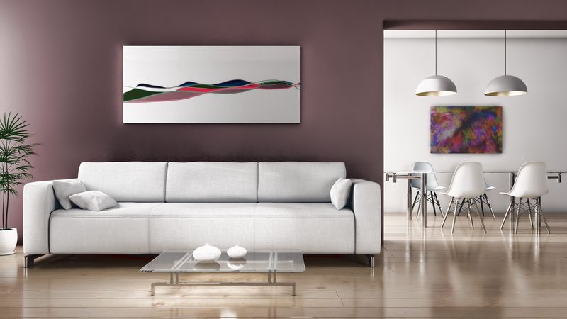 living room, sofa, table, chairs, picture, 4k