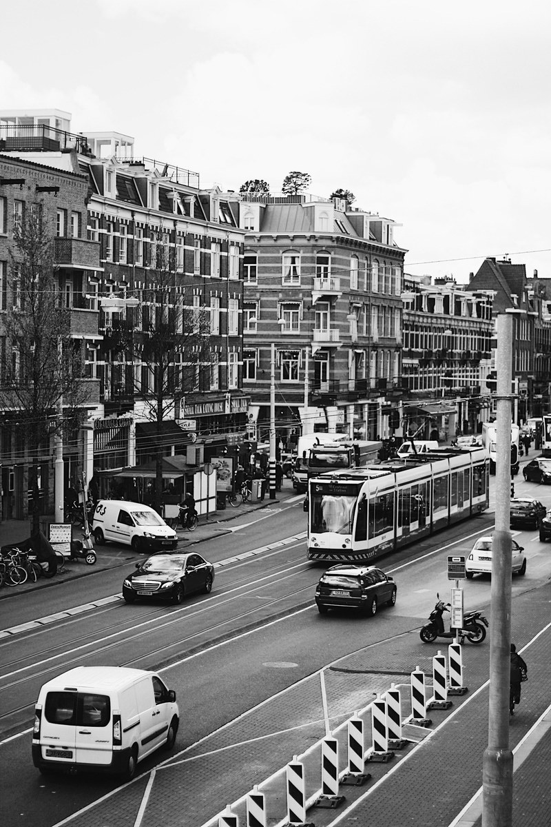 view down an amsterdam street 4k
