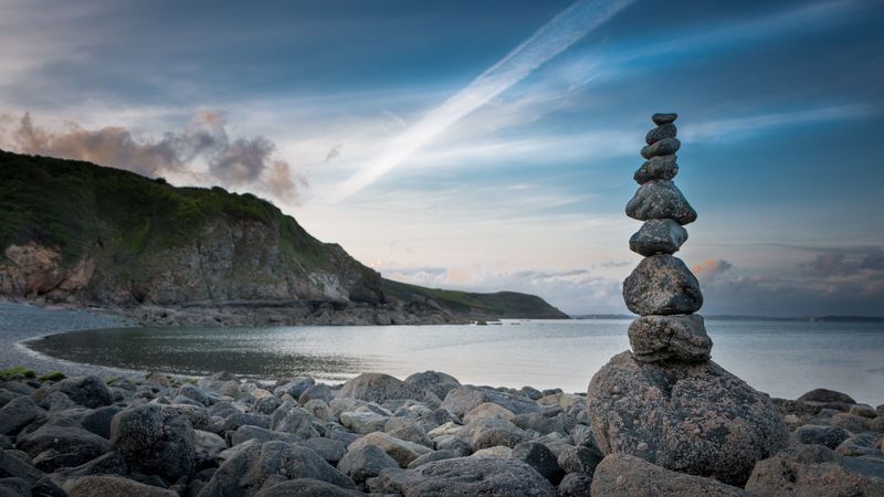 balance, stones, blocks, sky, 4k