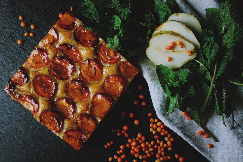apricot pear and mint dessert tart, dessert tart 4k
