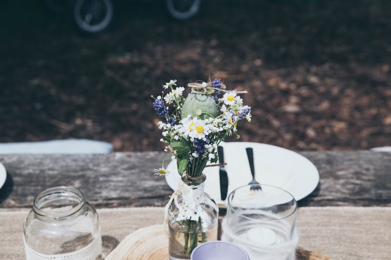 glass jar vase and flowers 4k