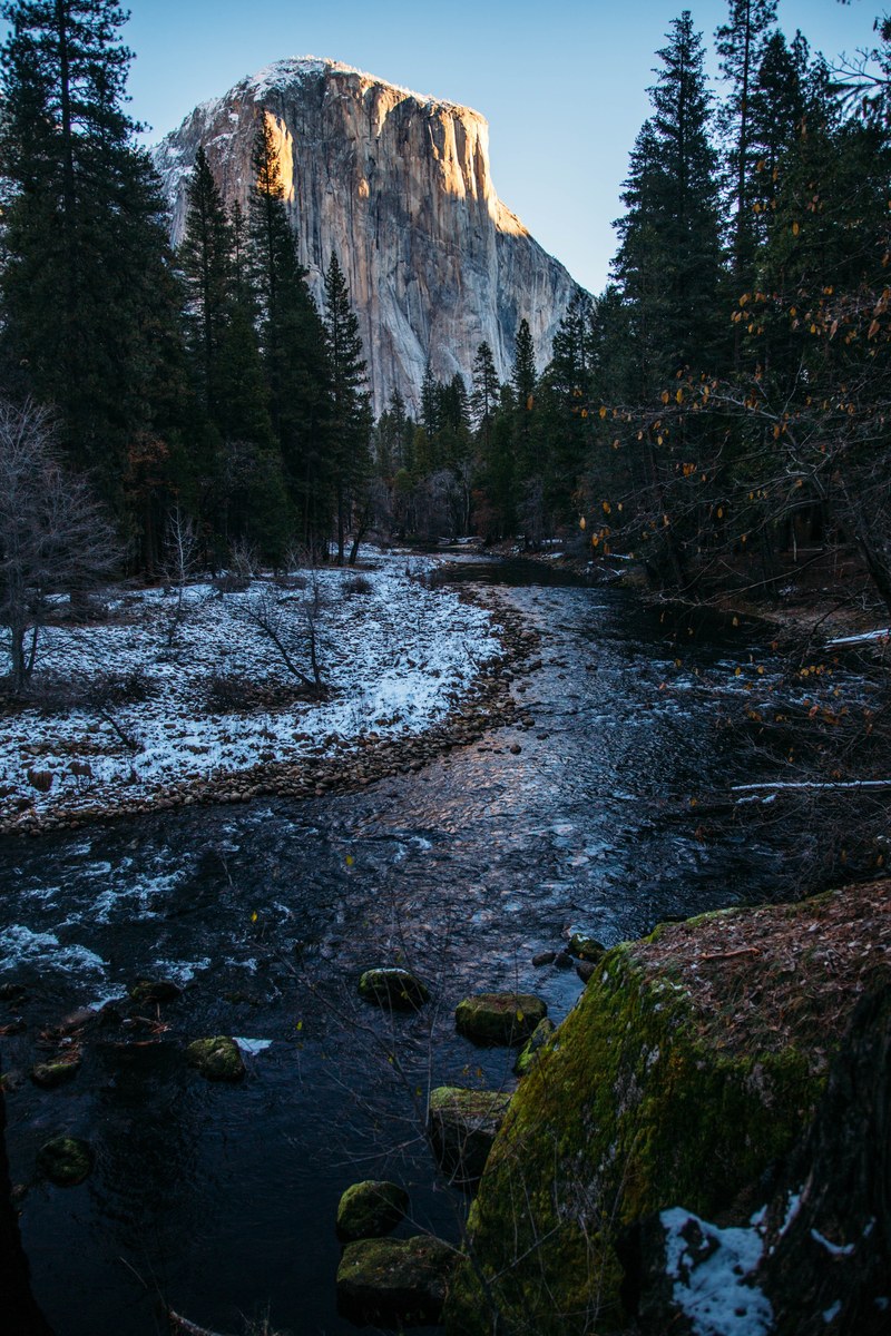 mountain rock cliff and river hd, 4k