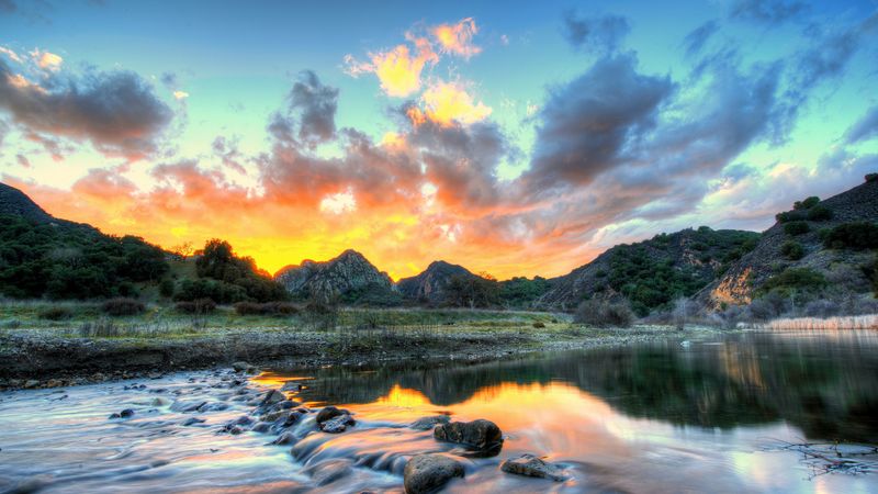 landscape, usa, river, sky, malibu, california, clouds, hdr, nature, 4k